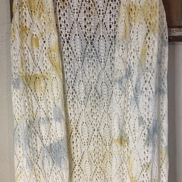 POL LEMON CLOUD OPEN WEAVE SLEEVELESS DUSTER KIMONO VEST - Picture 9 of 10